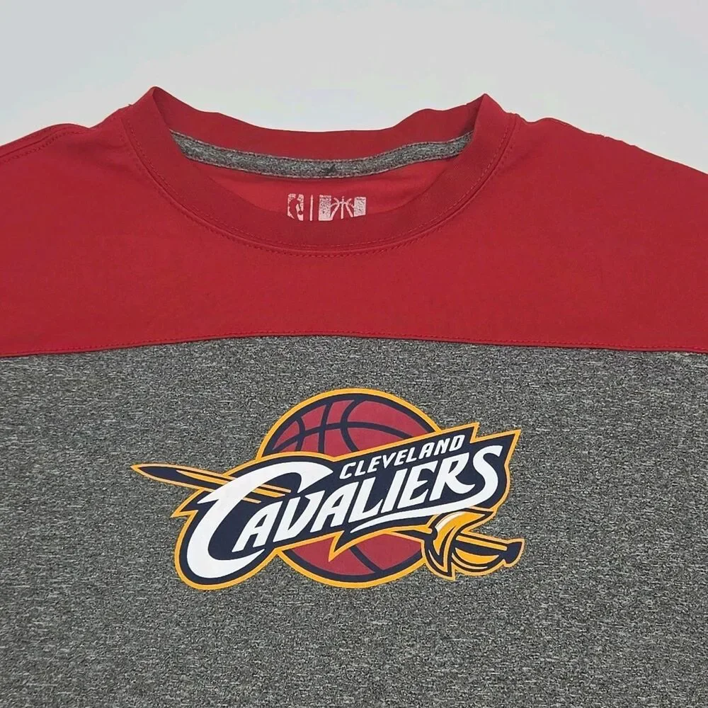 THREE Cleveland Cavaliers Shirts Men Sz Medium Thermal Gray 1/4 Zip Red NBA CAVS